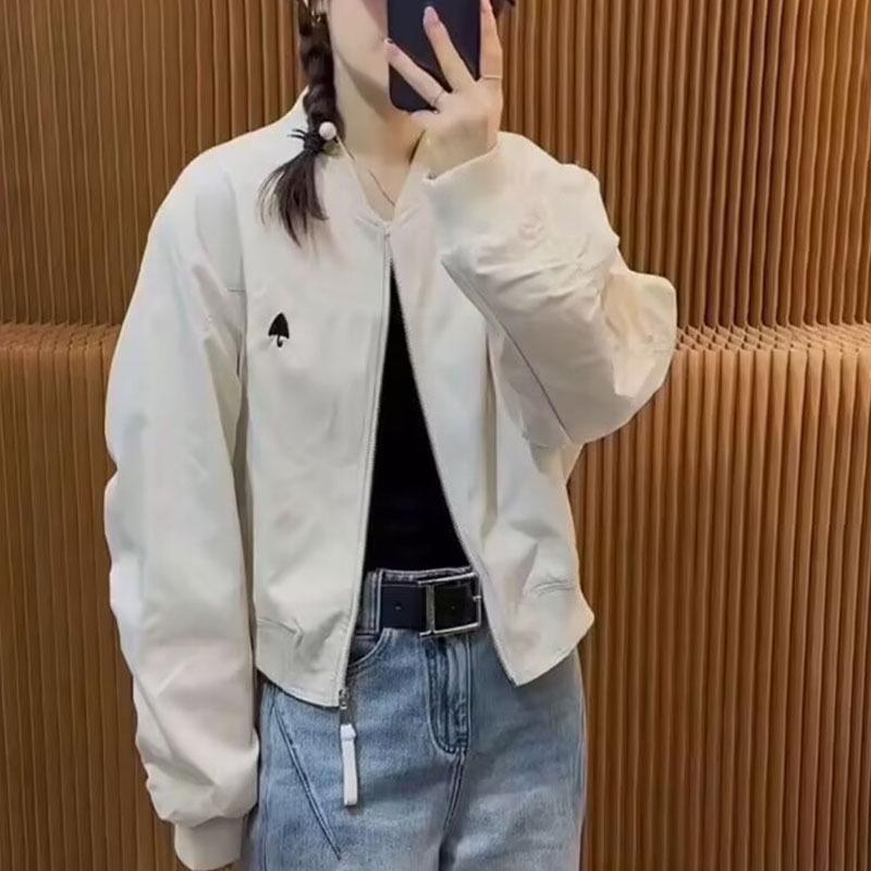 Women's 2025 Korean Style Red Baseball Jacket Coat - Fashionable, Casual, Age-Reducing, Loose Fit for Spring and Autumn.