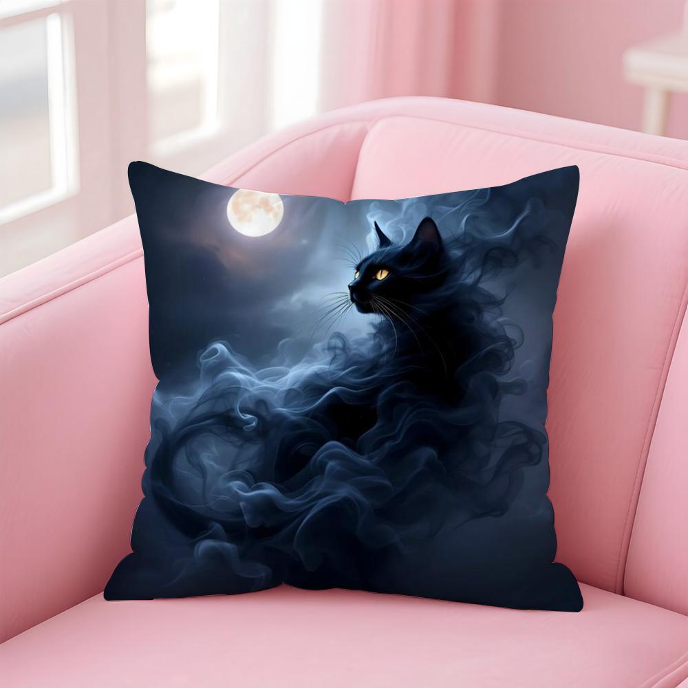 Black Cat Funy Abstract Art Cushion Cover Linen Pillowcase Cover Soft Decor for Sofa Home Room