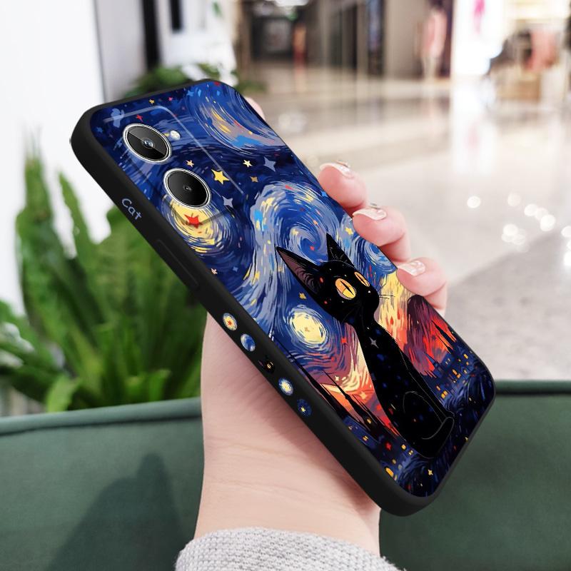 

Star Cat Phone Case For OPPO Realme 11 10 9 9i 8 8i 7 Pro Plus C35 C21Y C25Y C25 4G 5G Liquid Silicone Cover Realme 9 ProPlus