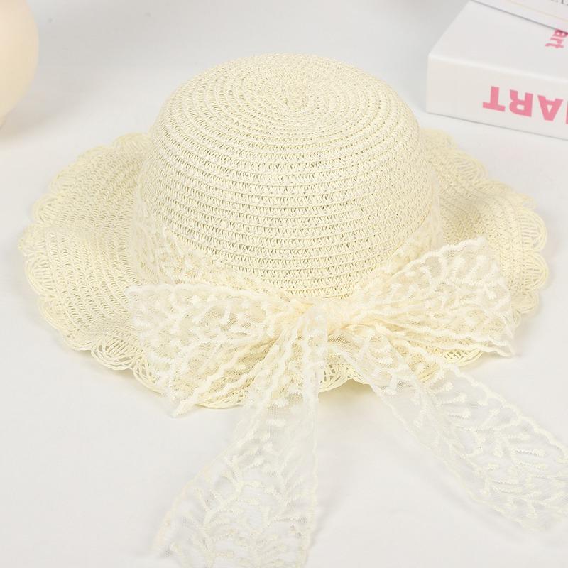 New Lace Ribbon Straw Hat Women's Summer Sunscreen Sun Hat Seaside Shade Idyllic Hat