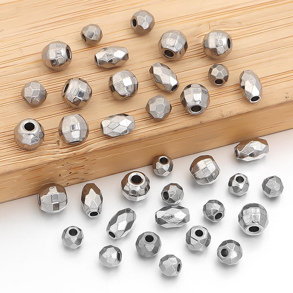 10pcs/lot Stainless Steel Spacer Beads Faceted Loose Corner Beads For DIY Handmade Bracelet Necklace Jewelry Making Accessories