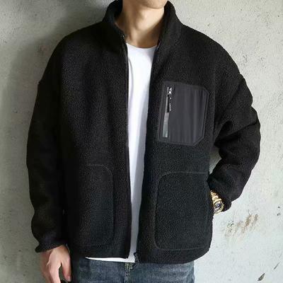 Lamb Wool Coat Men's Cotton Coat Autumn and Winter Wool Padded Coat Men's Fleece Lamb Wool Padded Jacket Top