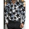 New Western Style Cow Head Five Pointed Star Arrow Retro Printed Men's Lapel Casual Long Sleeved Shirt