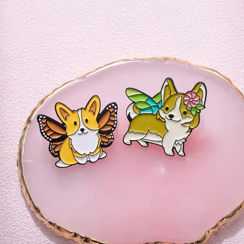 Dog Animal Whimsical Brooch Collection Colorful Engaging Lettered Cartoon Accessories