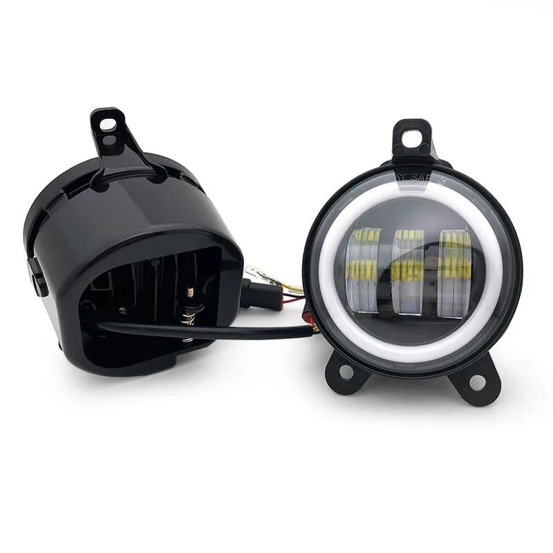 Pair 3.5inch Round Led Fog Lights Driving Light with White Amber Halo Lada Priora for Gazelle Russia Cars Fog Lamp