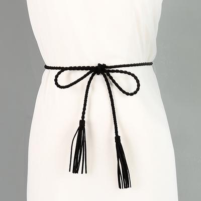 Lady's Chinese Style Braided Woven Tassel Thin Belt Decorated Waistband Hot Casual Belts for Dress