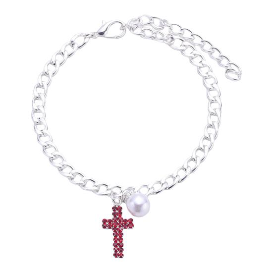 

Стильный декор из искусственного жемчуга, элегантный ошейник для питомца, круг для кошки, собаки, крест со стразами, подвеска, аксессуары L красный