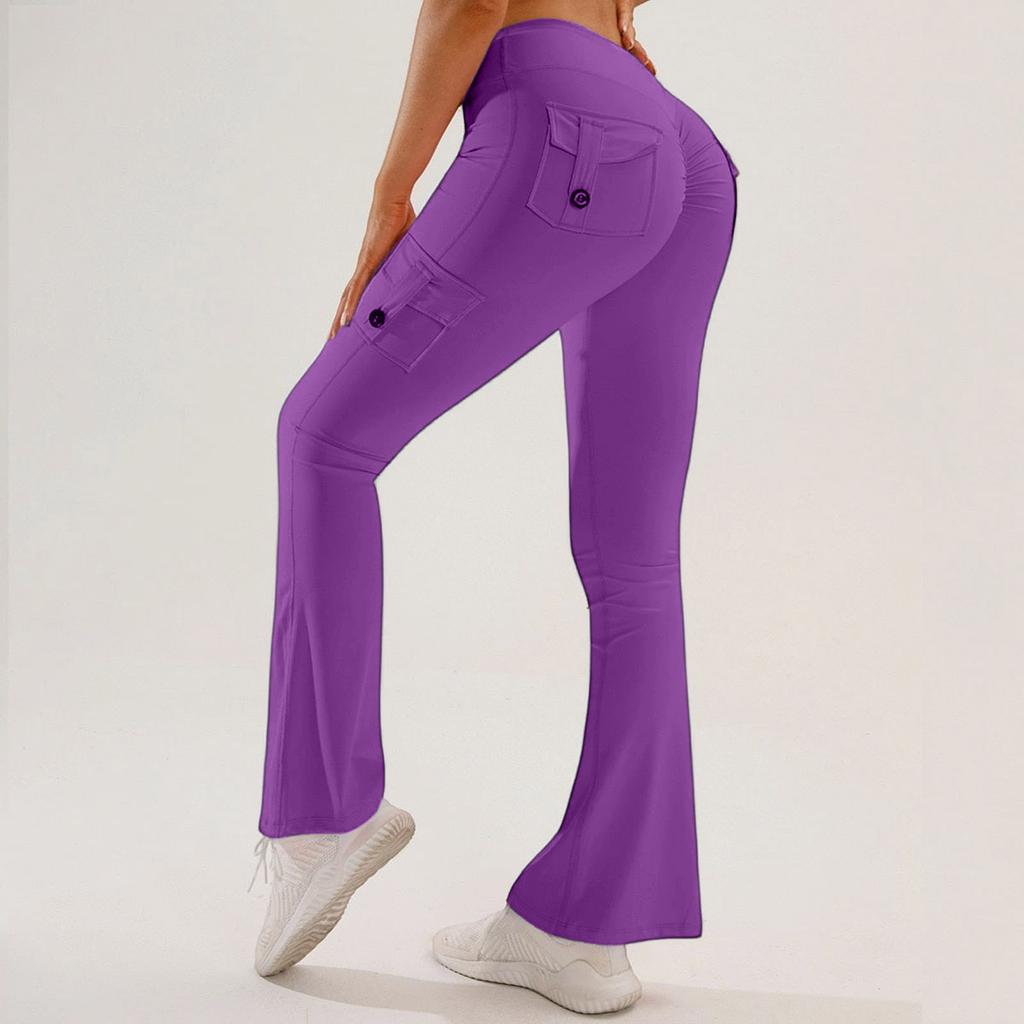 Women’s Yoga Leggings Outdoor Sports Fitness Multi-Pocket Flare Pants Work Trousers