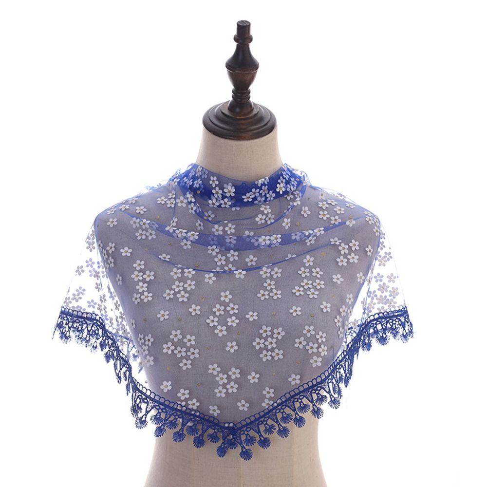 Hollow Women Tulle Shawl Flower Wedding Bridal Shawl Fashion Mantilla Lace Veil for Church
