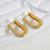 Gold and silver two-color square with diamond ear buckle fashionable personalized geometric earrings