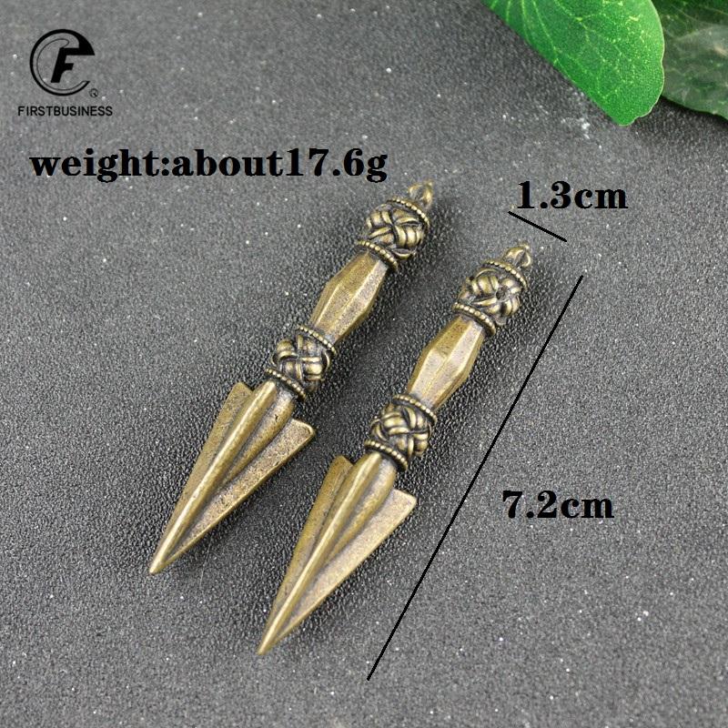Small Retro Brass Vajry Pestle Ornaments Vintage Brass KeyChains Pendant Buddha Instruments Lucky Home Decorations Avoid Evil