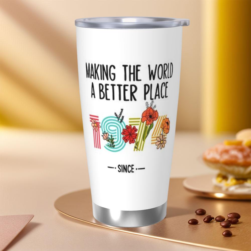 20 Oz Stainless Steel Tumbler Insulated Thermos Double-sided Print Travel Coffee Mug with Lid for Home Office Or Car