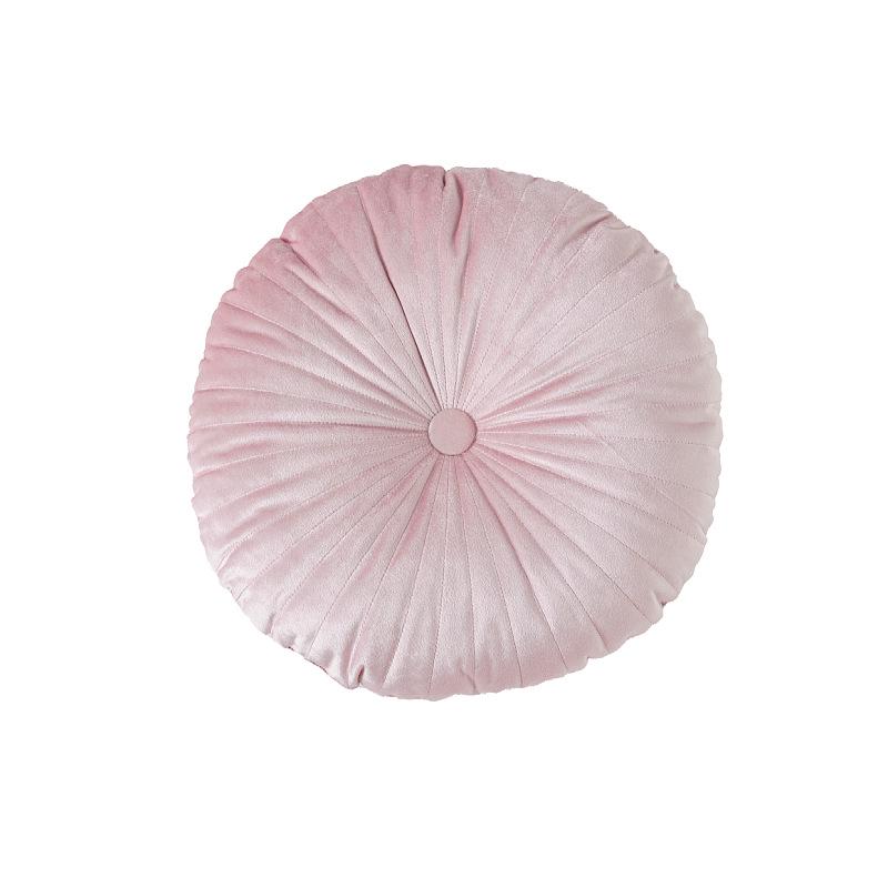 Nordic Quilted Pumpkin Throw Pillow - Solid Color Round Cushion for Living Room & Bay Window