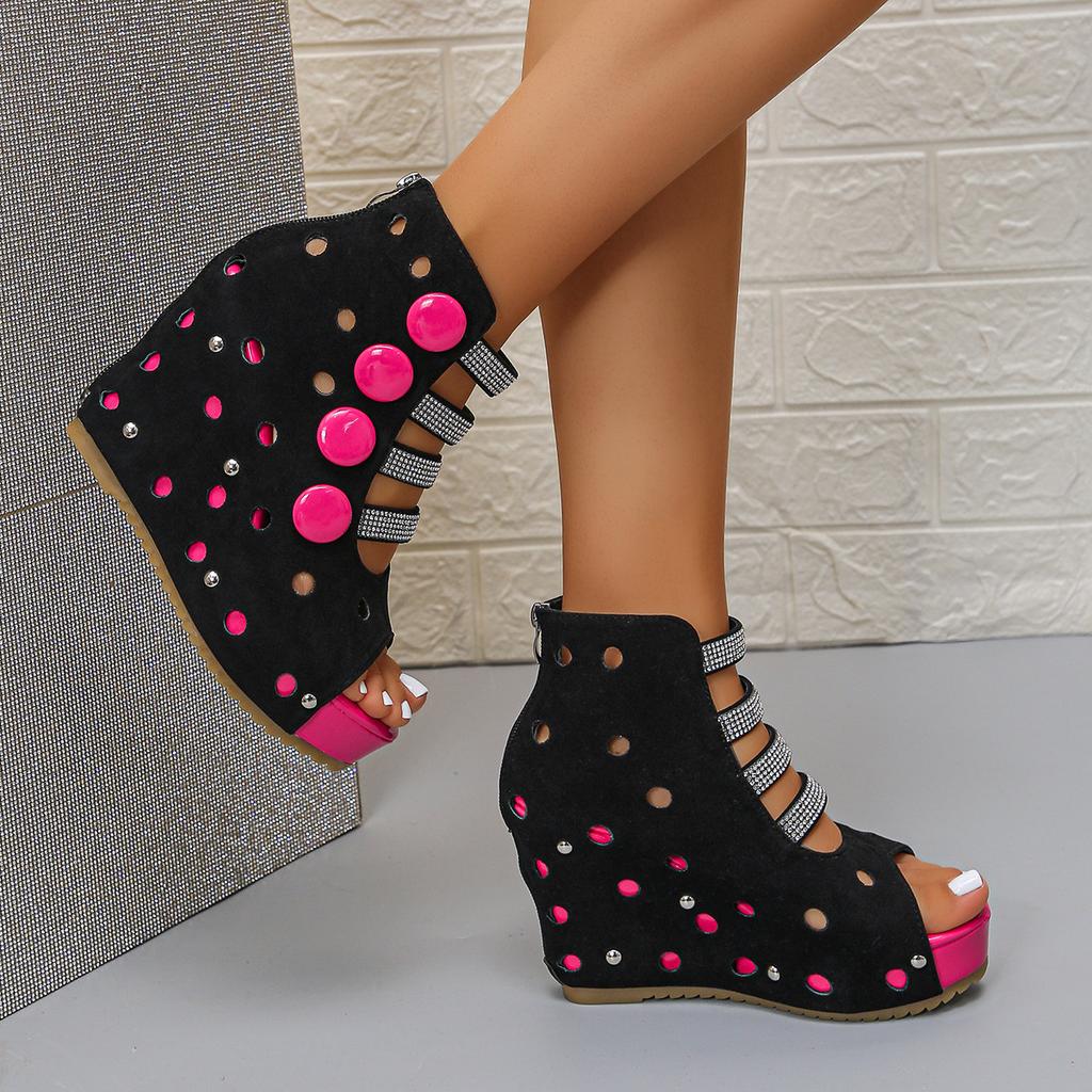 Plus Size Shoes for Women 36-43 Summer Fashion Platform Wedge Comfortable Non-slip Sandals Peep Toe Party Evening Shoes