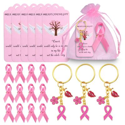 Pink Ribbon Breast Cancer Awareness Keychain Brooch - Women's Care & Encouragement Gift