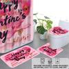 4 Stück Valentinstag Romantische Rose Blume Gedrucktes Badezimmer-Set Wasserdichter Duschvorhang Fußmatte Toilettenmatte U-förmige Matte
