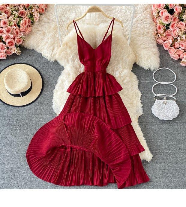 Léto Ženy Přehozené Volánky Špagetové Pásky Šaty Dovolená Plážové Vestido Dámské Elegantní Úzký midi župan s vysokým pasem