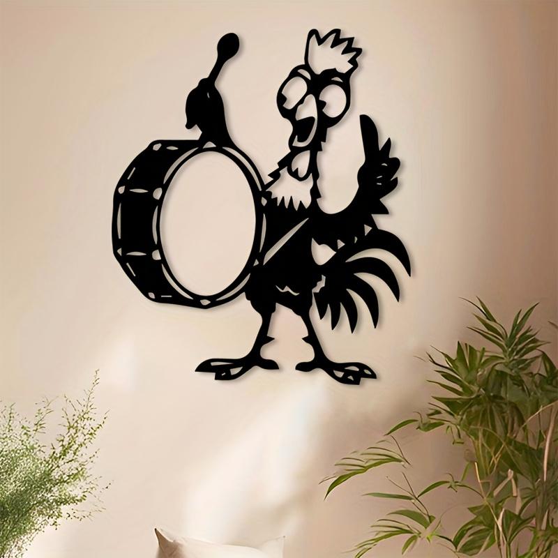 1pc Quirky Rooster Metal Wall Art Farmhouse Garden Halloween Christmas Animal Decor Gift
