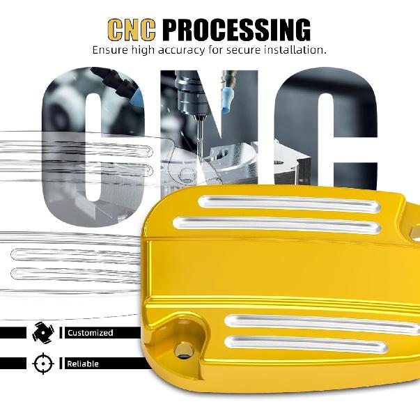 NICECNC Gold Front Brake Master Cylinder Cover Cap with Fluororubber Gasket Brake Pump Cover Compatible with Harley Revival FLH 2021, Replacement for