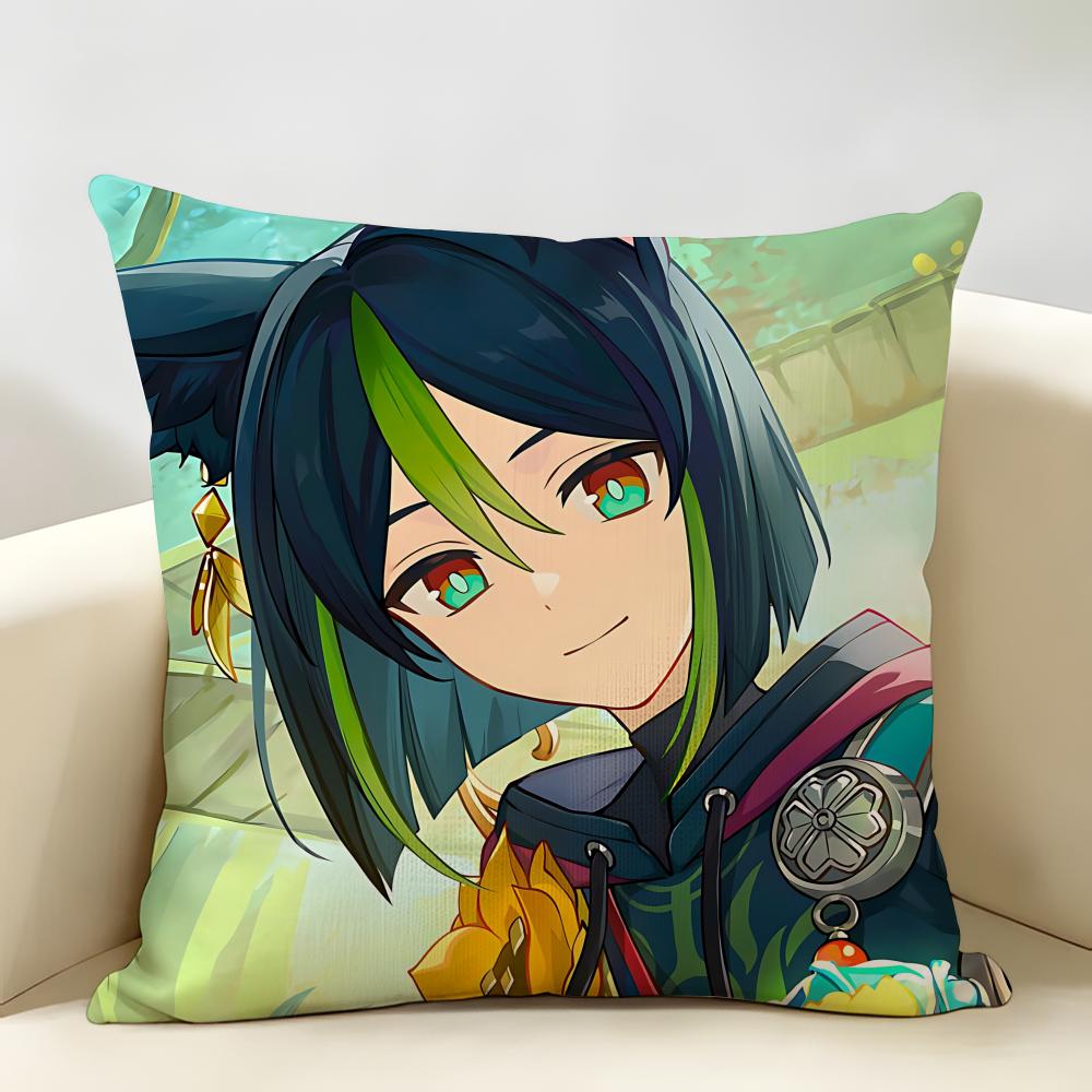 Tighnari Genshin Impact Cushion Cover Natural Linen Organic Fabric DoubleSided Printing Room Sofa Decor Pillow Case
