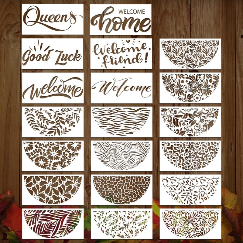 30Pcs Reusable Floral Templates 11.8x5.9in Plastic Drawing Stencils for Art Painting Card Making Wall Door Decoration