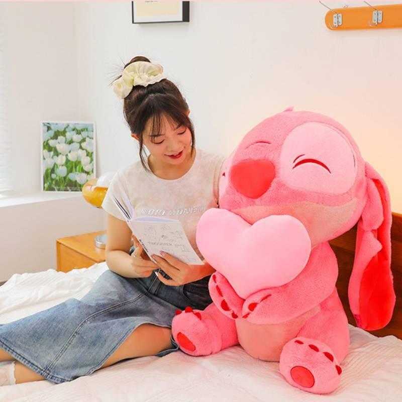 Adorable Plush Stitch Toy Heart Hugging Design Soft Pp Cotton Cuddly Stuffed Animal