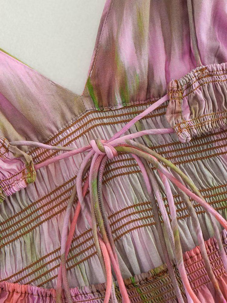 2023 European & American Style Women's Printed Midi Sundress