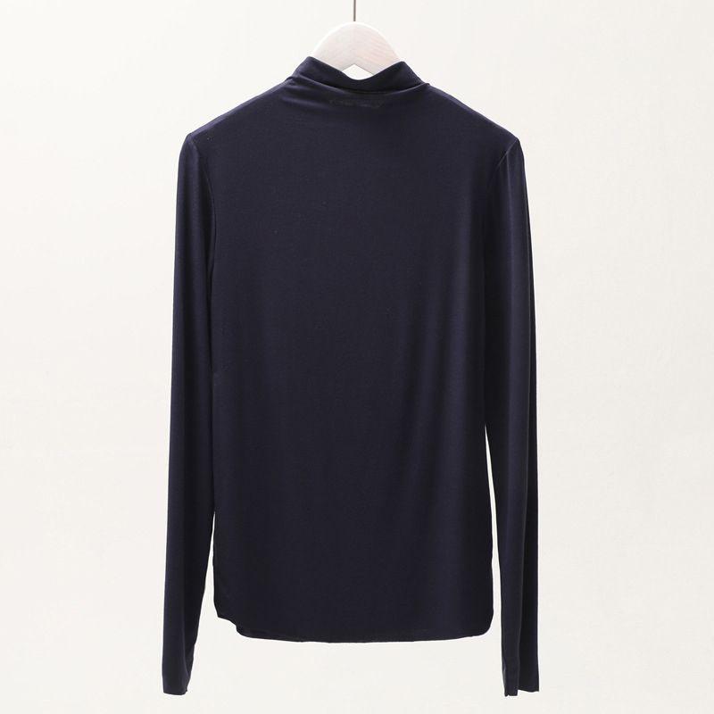 High-quality Modal Ladies Summer Polo Top With High Roll Neck And Long Sleeve Design