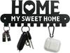 Black Metal Wall-Mounted Key Holder Hooks – Artistic Iron Coat Rack for Entryway, Kitchen, and Home Décor