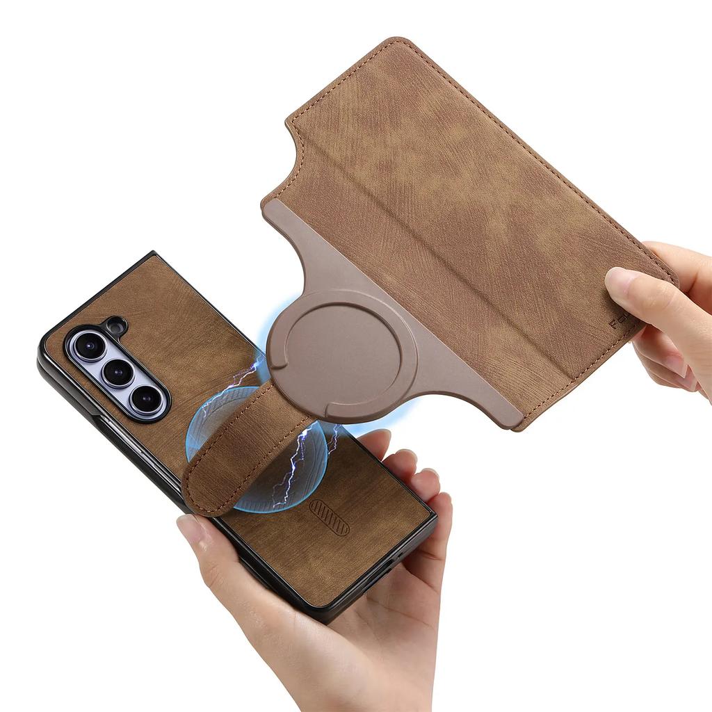 2 in 1 Detachable  Magnetic Flip Phone Case For Samsung Galaxy Z Fold 7 6 5 5G Fold6 Fold7 Cards Solt Wallet Removable Bag Cover