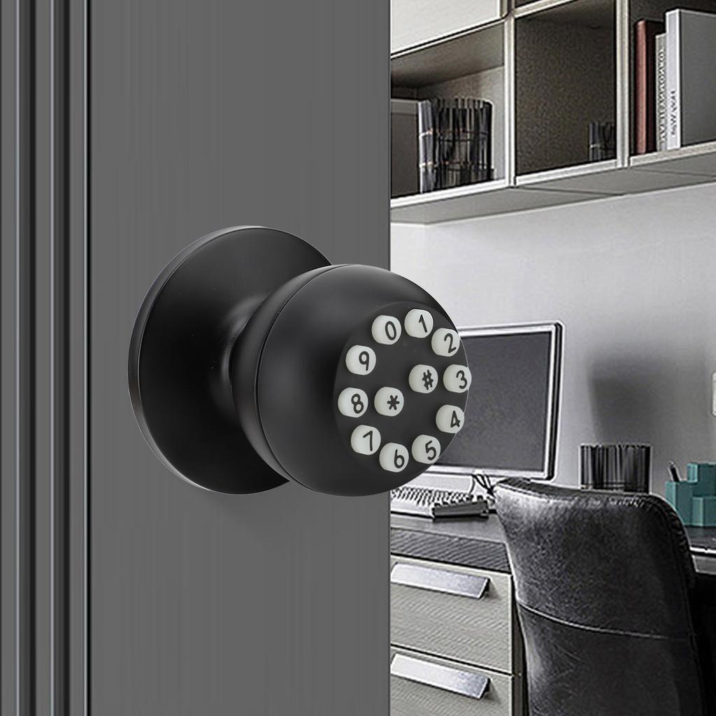 Keypad Door Knob with Lock and Key Round Electronic Entry Door Knob Lock for 35‑55MM Thickness Door Apartment Garage