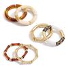 2PCS Modern Bamboos Inspired Bangle Set Versatile Stainless Steel Resin Bracelets Fashion Accessories for Daily Wear