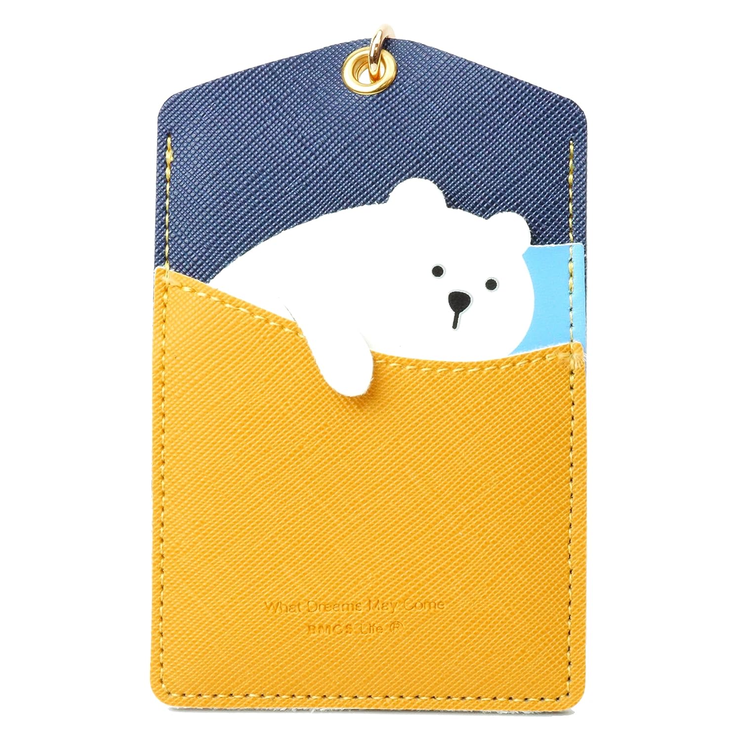 

Pass case animal tricolor polar bear cat seal poodle dog dolphin cute commuting school entrance celebration gift clear window ring (polar bear)