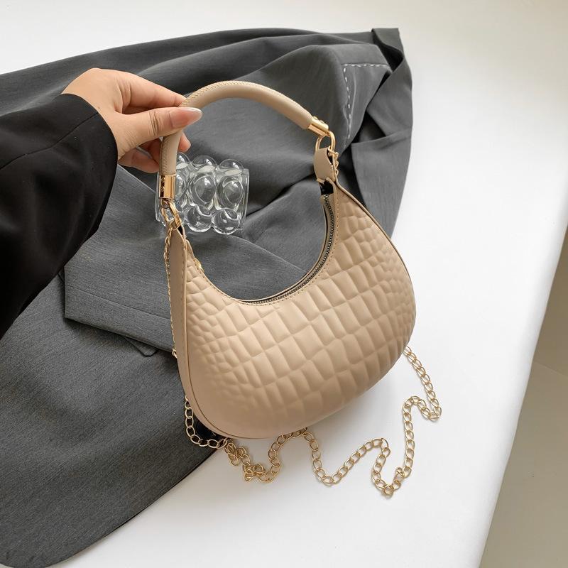 Einfarbige Temperament-Damentasche 2025 Trend Koreanische Version Sommer Neue Lässige Achseltasche Lässige Schulter-Sichelmondtasche