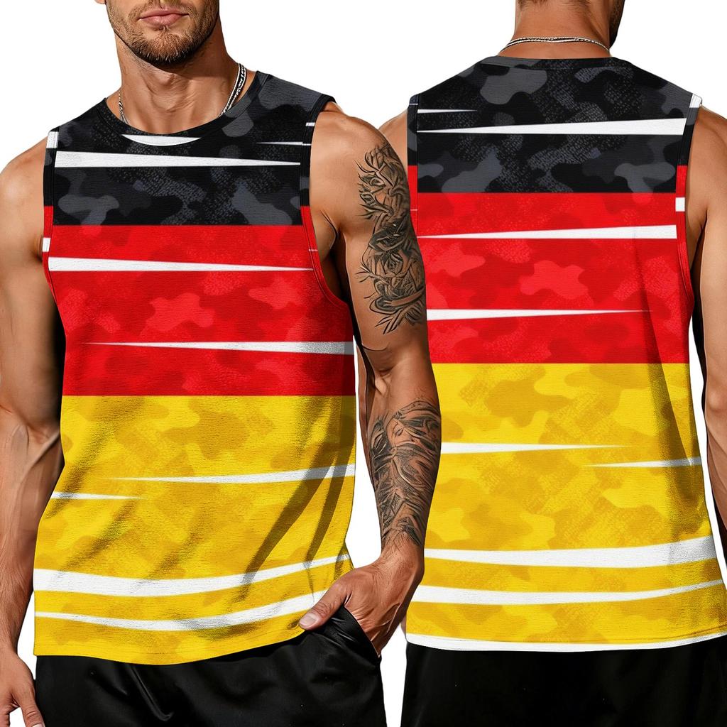 Herren Freizeit Ärmelloses Tanktop mit Abstraktem Farbdruck Lockerer Sitz Atmungsaktive Sportweste für Outdoor-Aktivitäten Fitnessstudio Training