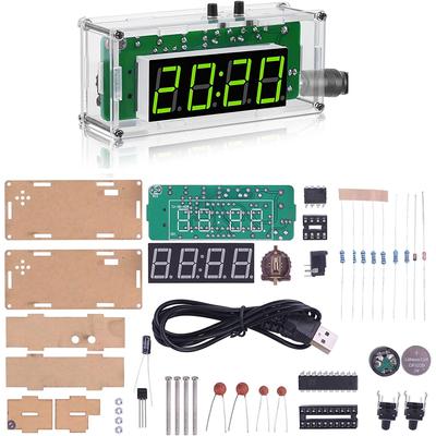 TJ-56-428 Kits d'Horloge Numérique DIY à 4 Chiffres avec Boîtier Acrylique, Kit de Pratique de Soudure Réveil DIY pour Apprendre l'Électronique