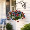 Fiori Artificiali Appesi con Cesto per Esterni, Fiori Finti Patriottici alla Viola per il 4 Luglio, Piante Finte Resistenti ai Raggi UV per Portico Esterno, Giardino, Patio
