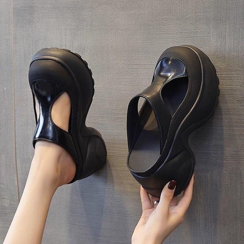 Summer High Thick Bottom Summer Shoe Casual Height Increase Party Modern Versatile Platform Women Sandals Baotou Slippers