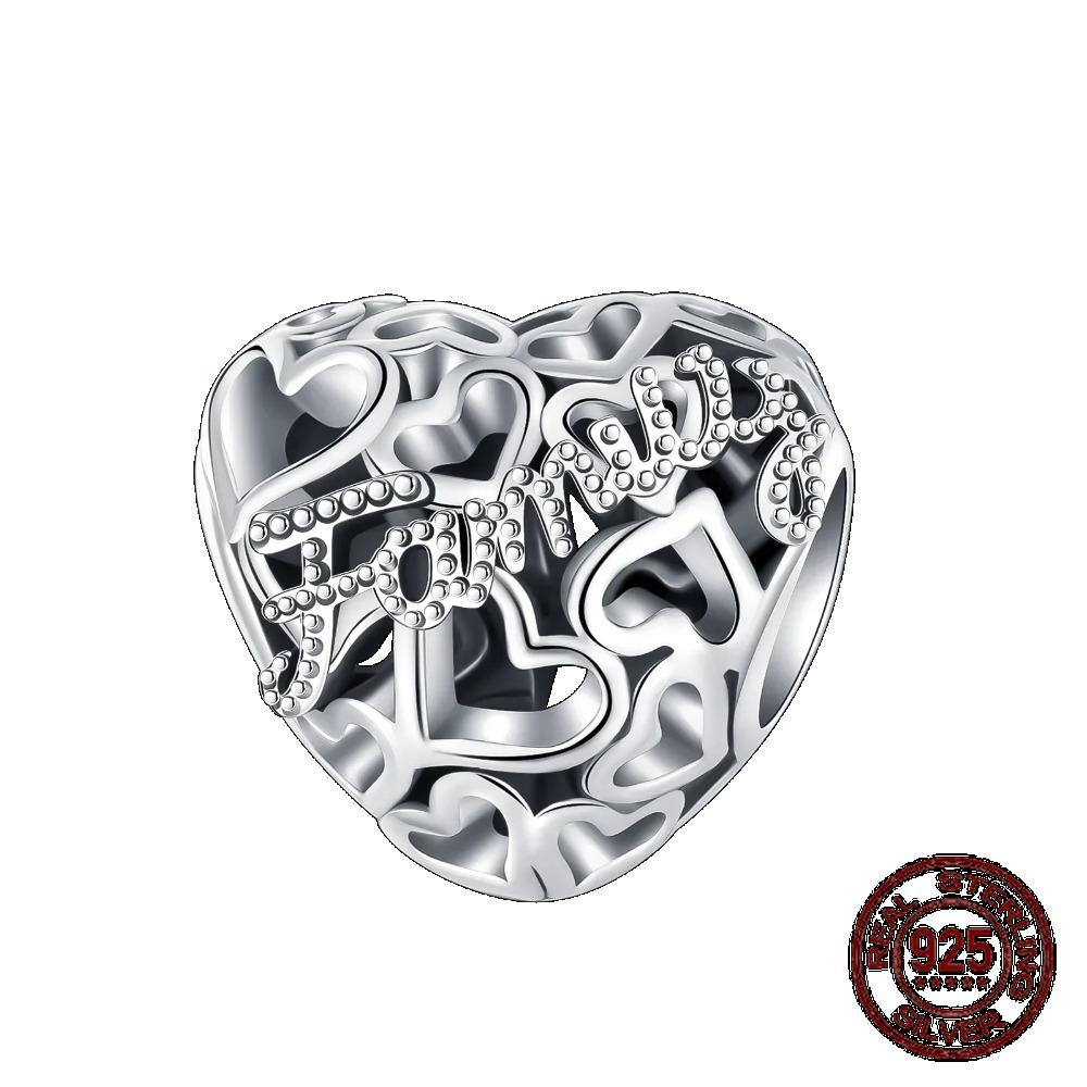 925 Silver Golden Charm Crown Family Tree Safety Chain Hollow Beads for Women DIY Bracelets Jewelry