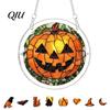 Halloween Puzzle Decoration Acrylic Decor, 2D Ghost Pumpkin Skeleton Hanging Sign, Faux Sign Stained Glass Spooky for Party Home Stress Relief