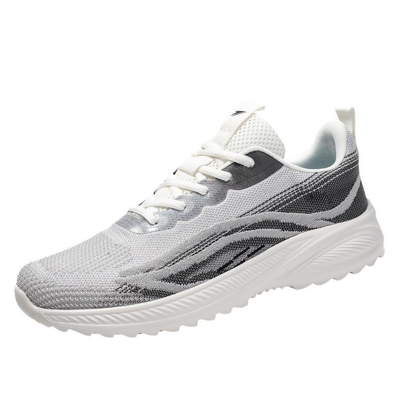

2024 новые легкие кроссовки с липкой подошвой, дышащие, сетчатые, со шнуровкой спереди, модная повседневная спортивная обувь, мужская обувь 45 светло-серый