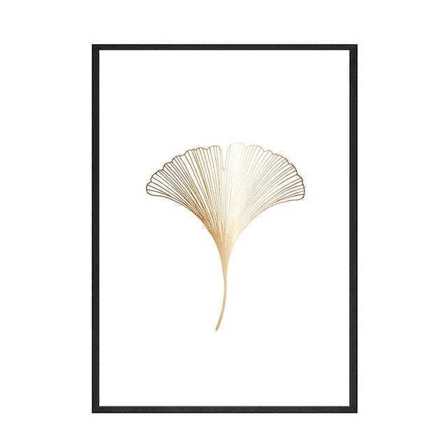 

Скандинавский минималистичный золотой лист гинкго, растительный ботанический постер и принты, настенная живопись на холсте, модульные картины для домашнего декора 21*30cm