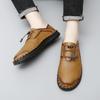 Herr Blå Mockasiner Vandringsskor Slip-on Handgjorda Körskor Casual Läder Breda Utomhusskor Större Storlekar