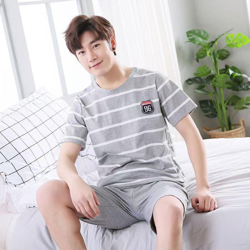 

Men s Cartoon Stripe Short Sleeve Pajama Set - Summer Style XXL