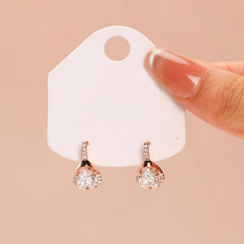 Rose Gold Water Drop Cubic Zirconia Dangle Earrings Shiny Crystal Drop Earrings Women Dating Jewelry