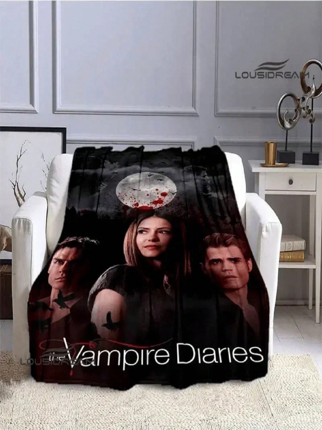 

Плед Damon Salvatore Фланелевый плед Домашний дорожный плед Ren Теплый плед Постельное белье Подарок на день рождения#Цвет_29,Размер_150X200см 75X95CM серый
