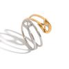 Yori New Stainless Steel Metal Geometric Paperclip Double Hollow Adjustable Open Ring for Women Real Gold Pvd Plated Jewelry