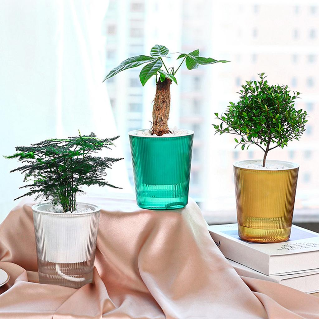 Self Absorbent Resin Flowerpot Imitation Glass Texture Transparent Flowerpot For Plants Spring Water Absorbing Seedling Pot