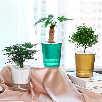 Self Absorbent Resin Flowerpot Imitation Glass Texture Transparent Flowerpot For Plants Spring Water Absorbing Seedling Pot