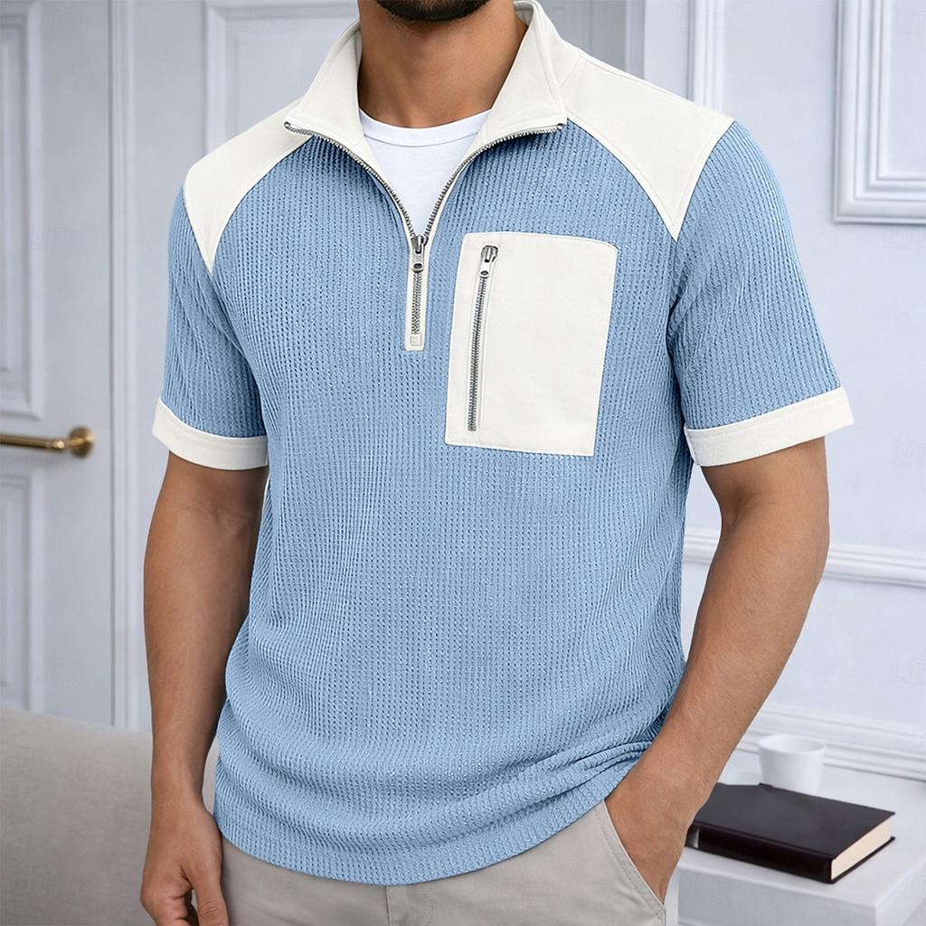 Men's Casual Zip-Up Short-Sleeve Top
